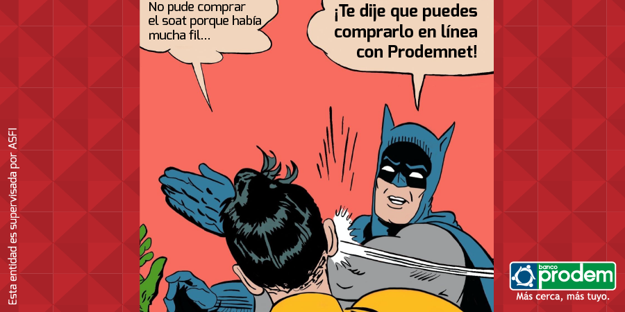 ProdemBanco's tweet photo. COMPRA TU SOAT sin hacer filas con Prodemnet, tu banco por internet.
Plazo: 31 de diciembre.
@SOATBo #Soat #Prodemnet #BancoProdem https://t.co/KE9m4xrDrc