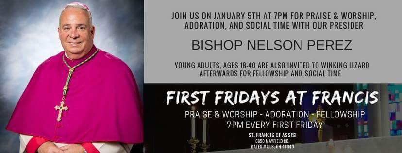 FirstFridaysF3's tweet image. We’re just one week out from First Fridays at Francis for the month of January! What better way to celebrate the New Year than spending time with @BishopNPerez and Jesus?

Quote this tweet and mention a friend who should come! #YoungAdults