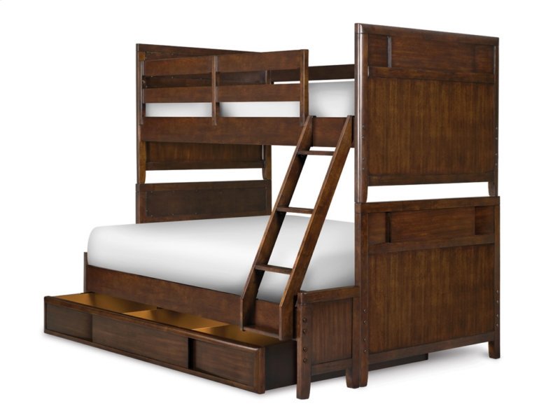 Modern styling with layered panels in a deep walnut veneer the Twilight bedroom group can turn any room into a work of art. Trundle with underbed storage area and nightstand with convenient charging station, touch lighting and night light help to keep kids organized. #Magnussen