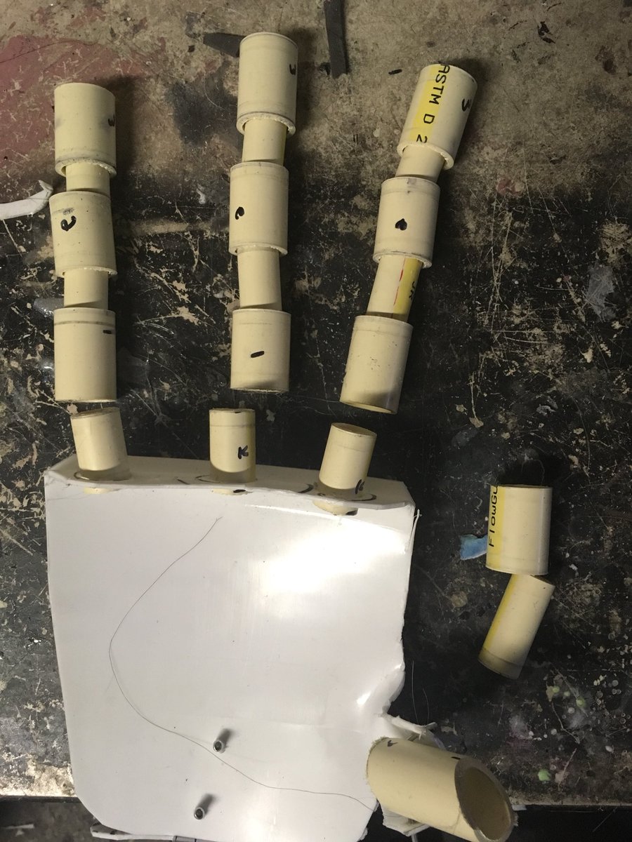 Copper_Sprite's tweet photo. Hand 1 for #ProjectKimera is underway. Everything is drilled, now itβs just sanding down the joint paths and assembling. https://t.co/NVBL0HwxeI