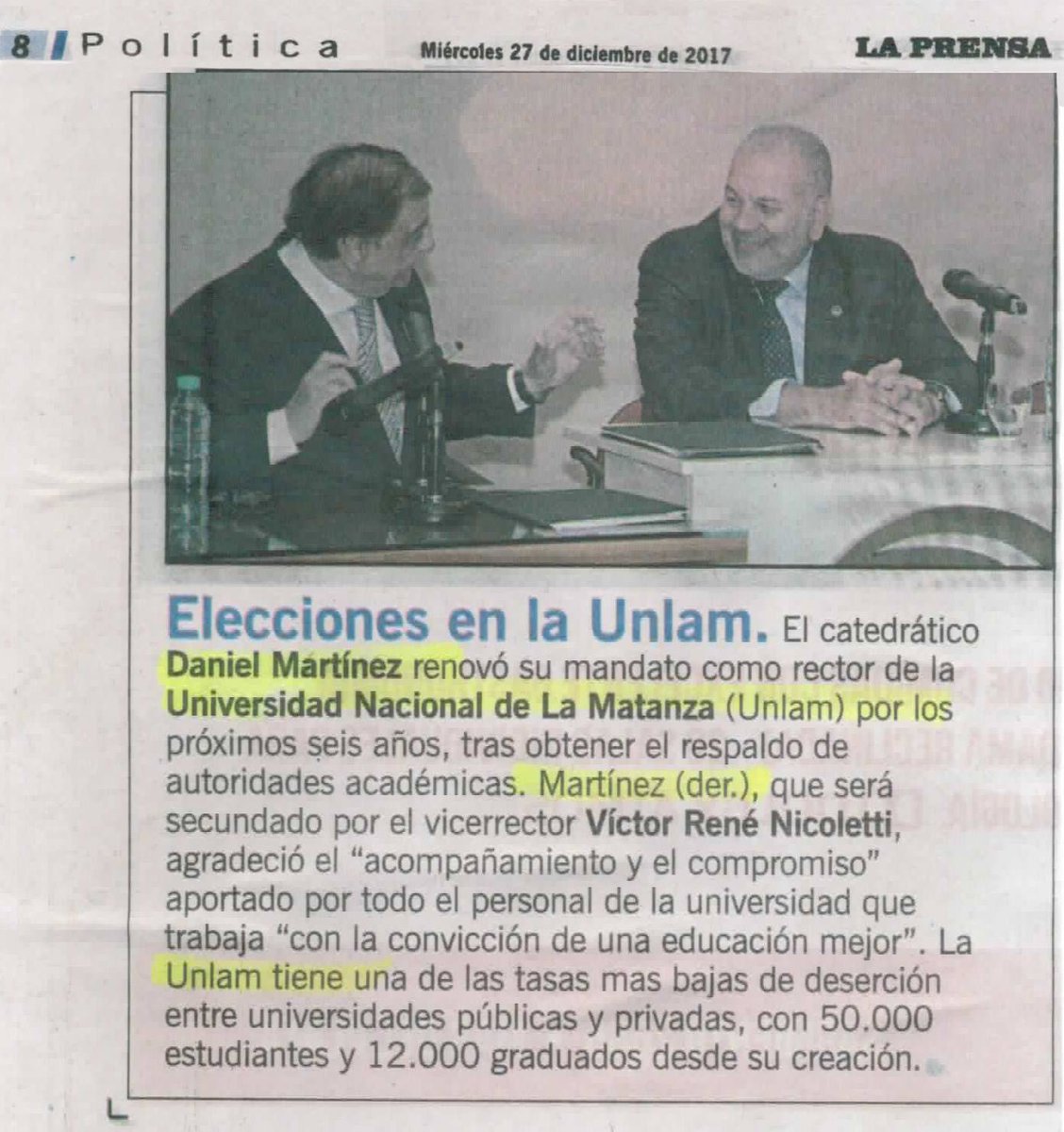 DrMartinezUNLaM's tweet photo. Les quiero compartir algunas de las repercusiones en medios que tuvo mi reasunción como Rector de la @UnlamOficial: en @populardiario, @DiarioLa_Prensa y @clarincom

#UNLaM #UniversidadPública #EducaciónPública https://t.co/orB0y0UUhi