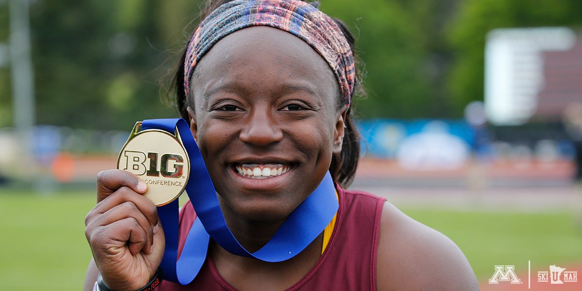 Defending #B1GTF hammer throw champion Temi Ogunrinde is back for the #Gophers, serving as one of four team captains in 2018. 😃