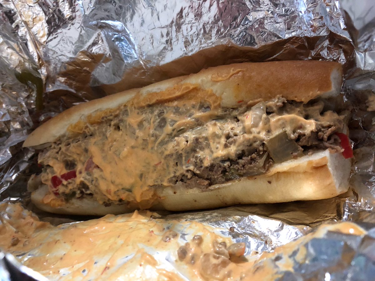 SpaceLy's tweet photo. Oh yeah, we really back home. The local cheesesteak spot 🔥 https://t.co/vLat5zv3Q5