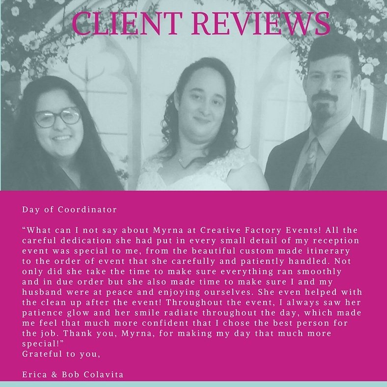 CFEvent_M's tweet image. I am so happy my client loves my services! Have a wonderful marriage! 
If you are looking for an affordable event planner for a small wedding, birthday party, or even marriage proposal 

CF(Creative Factory)Events is your go to place! #eventplanning  #weddings #phillyeventplanner