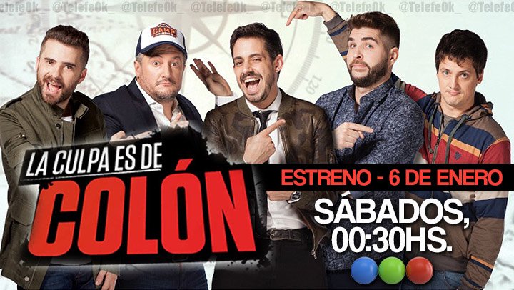 TelefeOk_'s tweet photo. DESDE EL SÁBADO 6 >> Llega #LaCulpaEsDeColón a la pantalla de @Telefe y el gran dream team del humor con @soyradagast, @pablitofabregas, @cuestiondefer, @luchomellera y @JuampiGon. Vas a desear que Colón jamás hubiese descubierto América!! Imperdible. #Telefe2018 https://t.co/lpb4GGHkdM