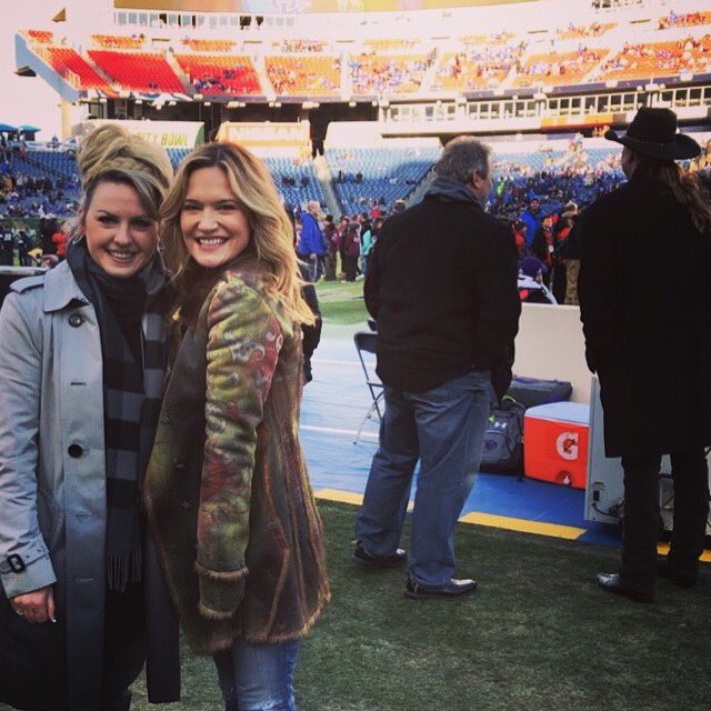 Keeping warm at the #MusicCityBowl with my ladyfriend Kristi. Best view ever.