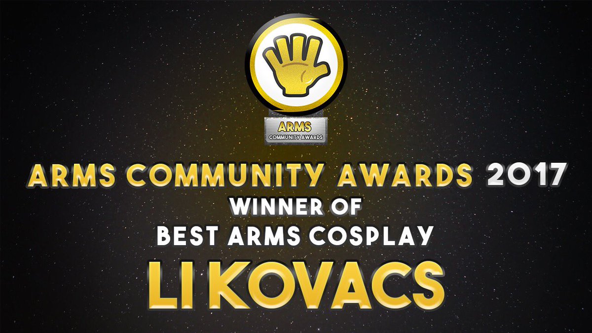 FellowsTV's tweet photo. Congratulations to the Ribbon Girl cosplayer, @LiKovacs who won Best ARMS Cosplayer! #ACA17 https://t.co/5mUPgFeKbM