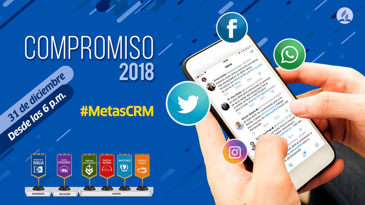 En este #AñoNuevo únete y renovemos nuestro compromiso con Dios y la iglesia para el 2018 en las redes sociales, usando el hashatg #MetasCRM #MSOP