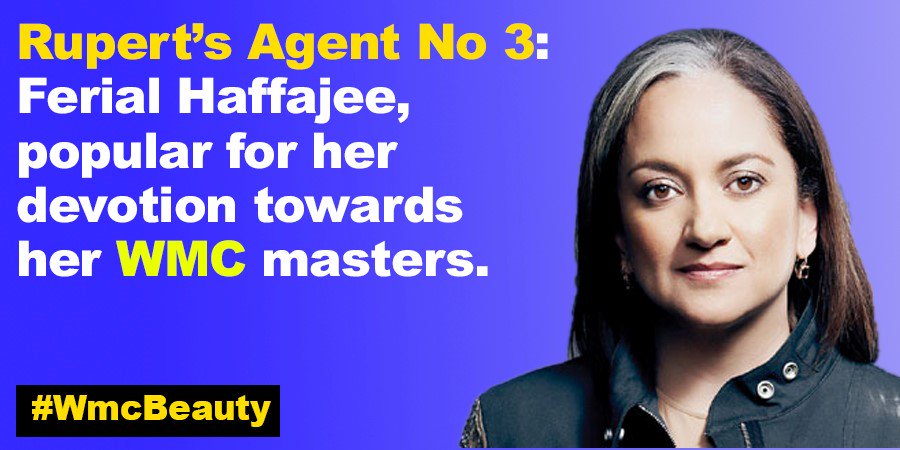 WMCLeaks_'s tweet photo. Rupert’s Agent No 3: Ferial Haffajee, popular for her devotion towards her WMC masters. #wmcbeauty
Read more: https://t.co/nGO0Og25XT https://t.co/jChHmVKDFr
