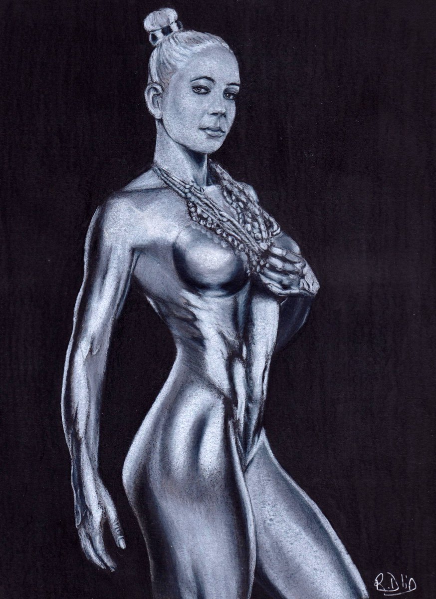 studiodlin's tweet image. My latest drawing. This is Daisy Jae (IG: instagram.com/daisy.jae), using a photo by @inlinephotos as a reference. I used #prismacolor premier pencils on black paper. Hope you lile the drawing! #art #fitness #beautiful #fitnessmodel