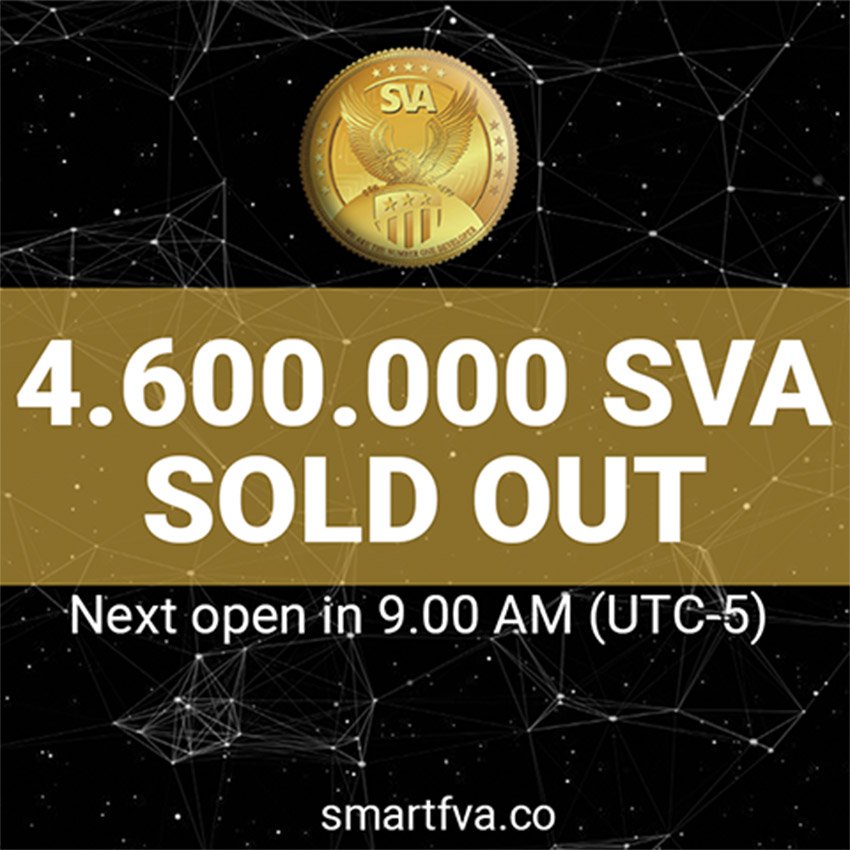 SmartFVA's tweet photo. Thank you everyone for participating in 28th round ICO! 
All 150,000 SVA Coins has been sold out in only “22 minutes" !!!
Congratulations to investors who have swiftly owned the SVA coin.
Next round is open at December 30, 2017 9:00 AM (UTC/GMT-5)
Good luck all : )
#SVA #SVACOIN https://t.co/b4cJ7w3f3x