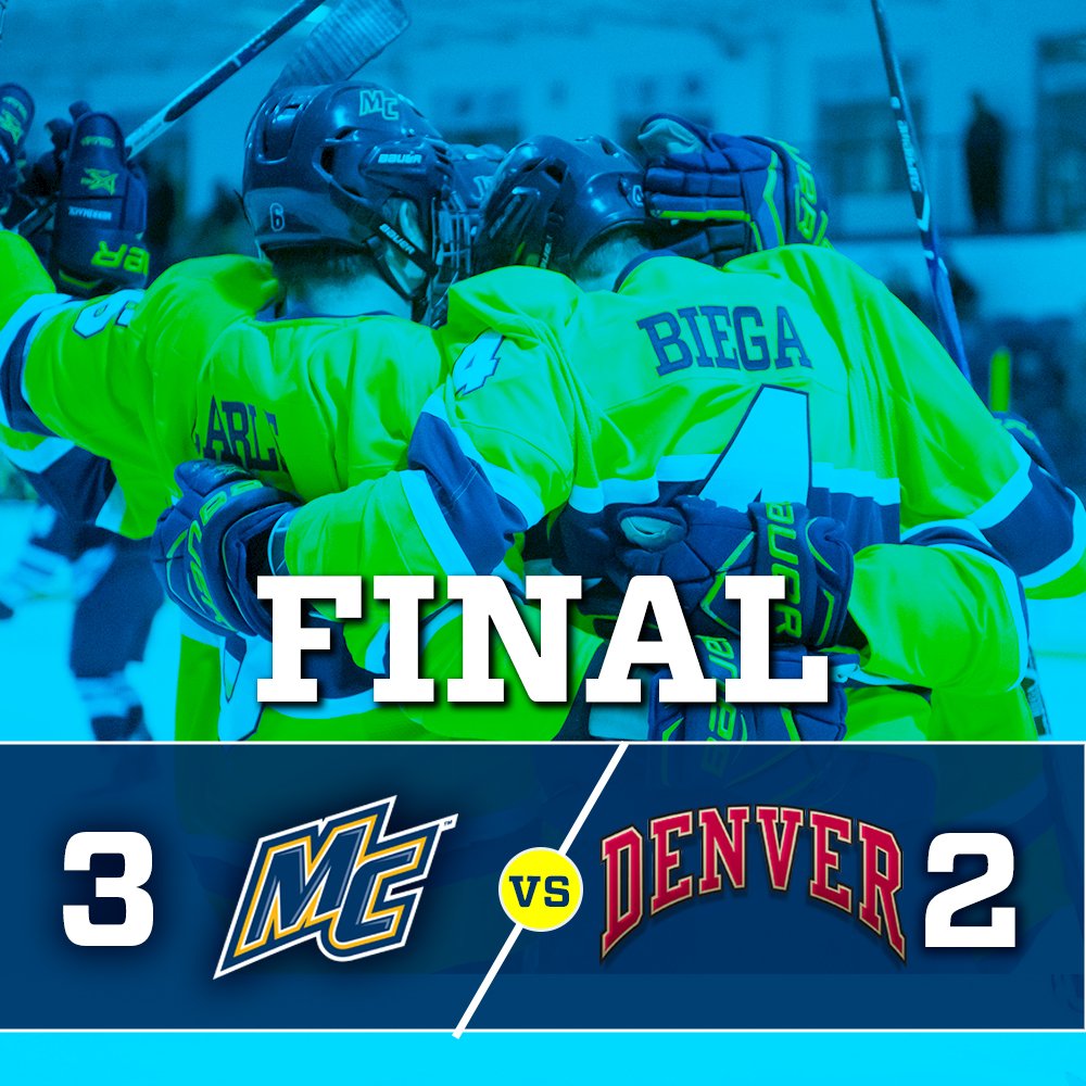 Merrimack_MIH's tweet photo. Just like we drew it up...

Down go the champs! 

#GoMack | #WarriorPride https://t.co/aYLChsqfQq