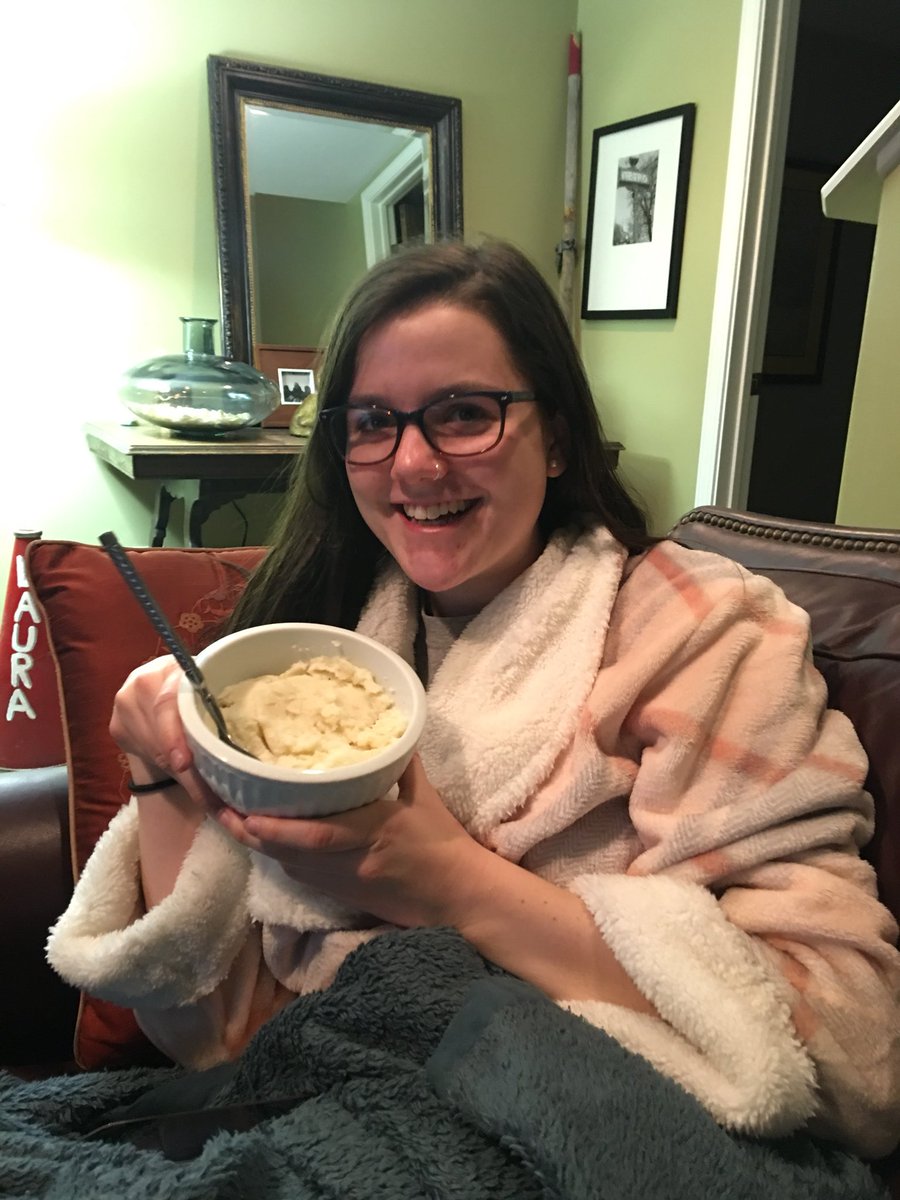 Now we are snuggling up and watching  @TheBigSickMovie & eating mashed potatoes. Oh, and is that the new robe I see?  #Fandango