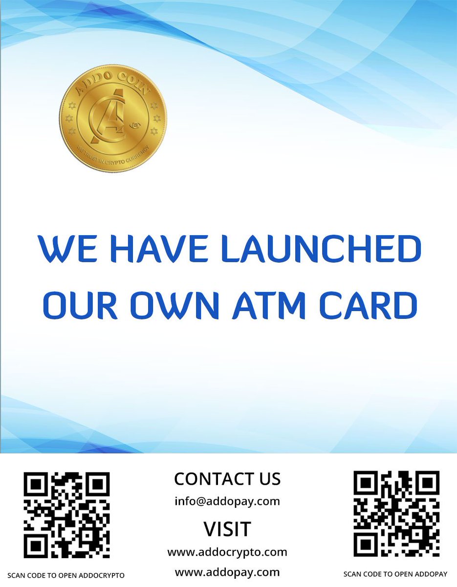 addocoin1's tweet photo. We made it more easy to access your money anytime 
#addocoin #addocrypto #addopay #wallet #atm
https://t.co/Zu3HwmEjaI https://t.co/J0w5qruObz