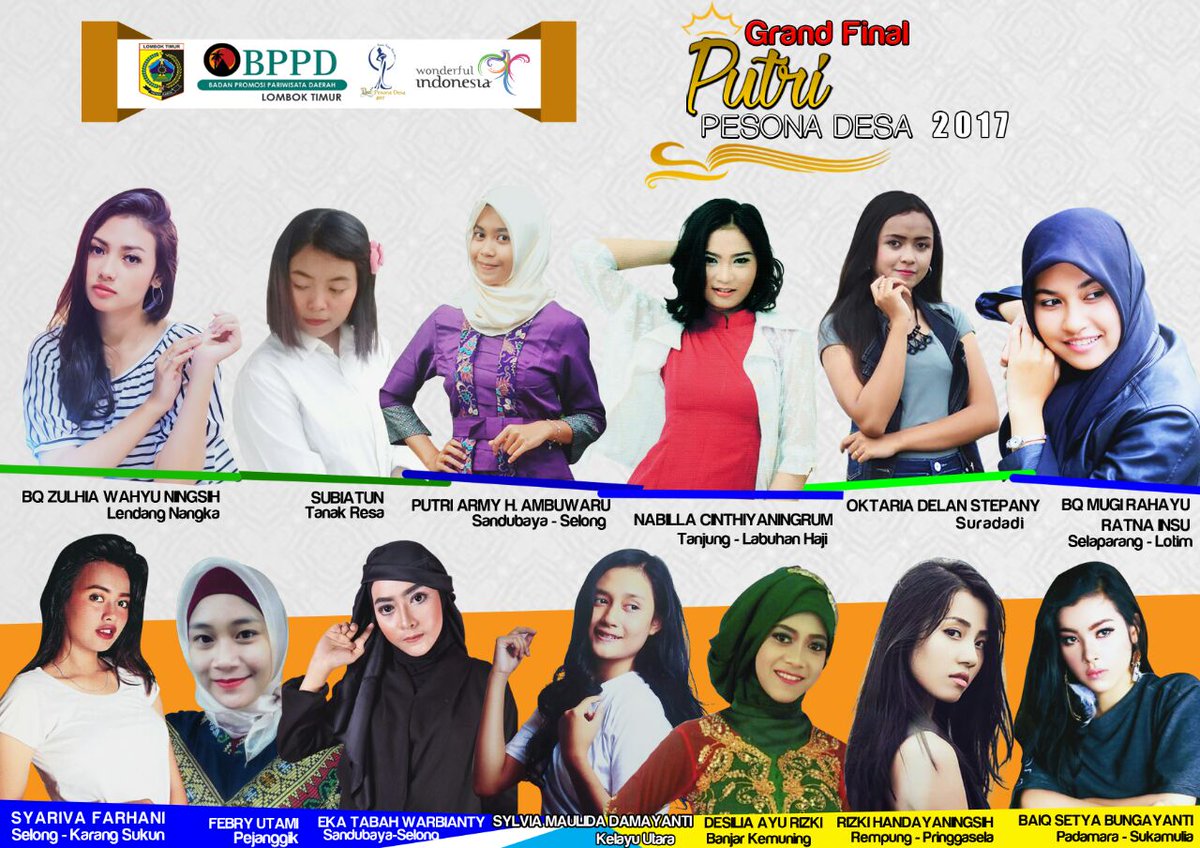 lomboktimur_wow's tweet photo. SUKSESKAN GRAND FINAL PUTRI PESONA DESA LOMBOK TIMUR Sabtu 31 Des 2017 Gedung Wanita Selong @genpintb @jheipul #genpils https://t.co/K8QCJF5I5W