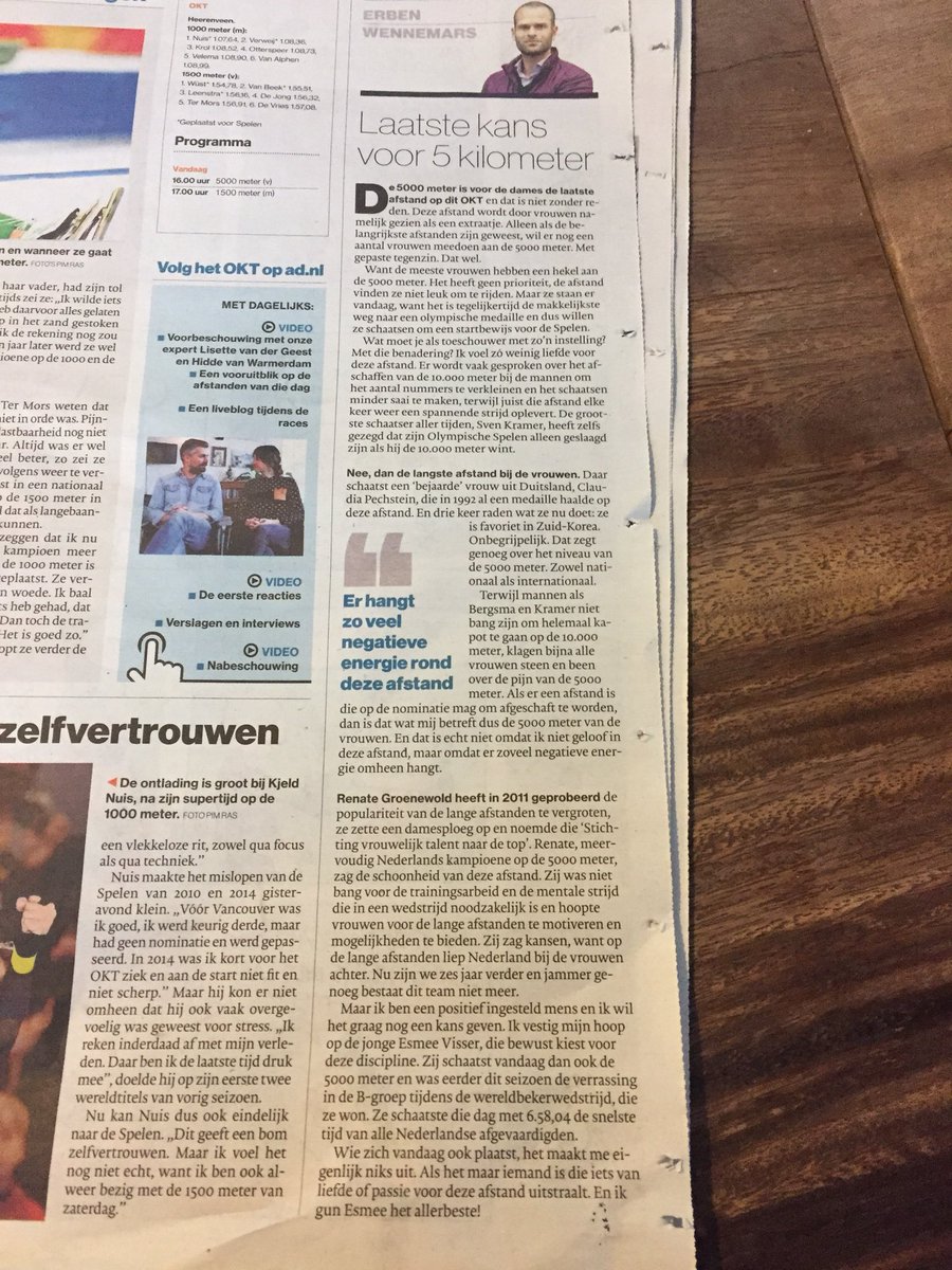 erbenwennemars's tweet photo. Laatste kans voor de 5km. #schaatsen @ADSportwereld #columnErben https://t.co/IDgPTkLenQ