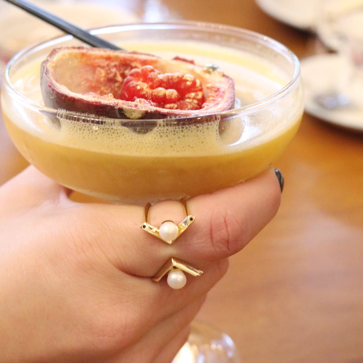 mrssonb's tweet photo. When NYE pre-drinks begin a day early 😏👌🏼 Celebrate in style with our Ain Double Pearl Ring! ✨ #details #cocktail #thatsdarling #pearls #glam #nye #fashionista #style #chic https://t.co/B1HLQeIcWA