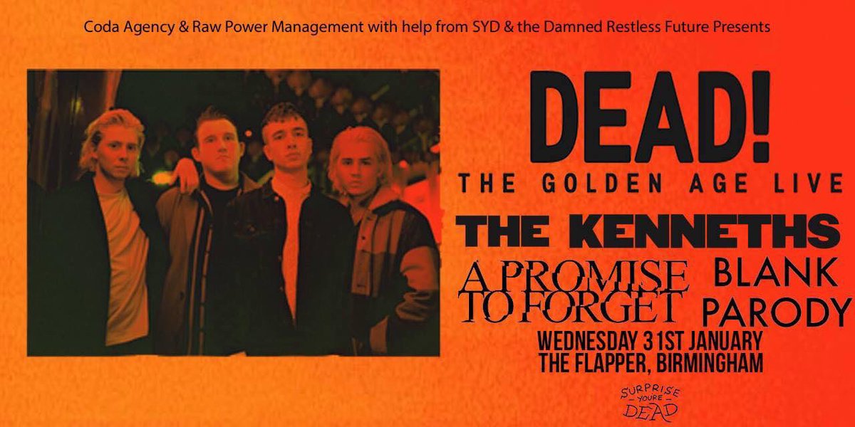 APTF_UK's tweet image. What are everyone's plans for the new year? Ours are to play a load more shows, starting with this banger with @wearedeaduk, @ItsTheKenneths and @BlankParody. See you there!