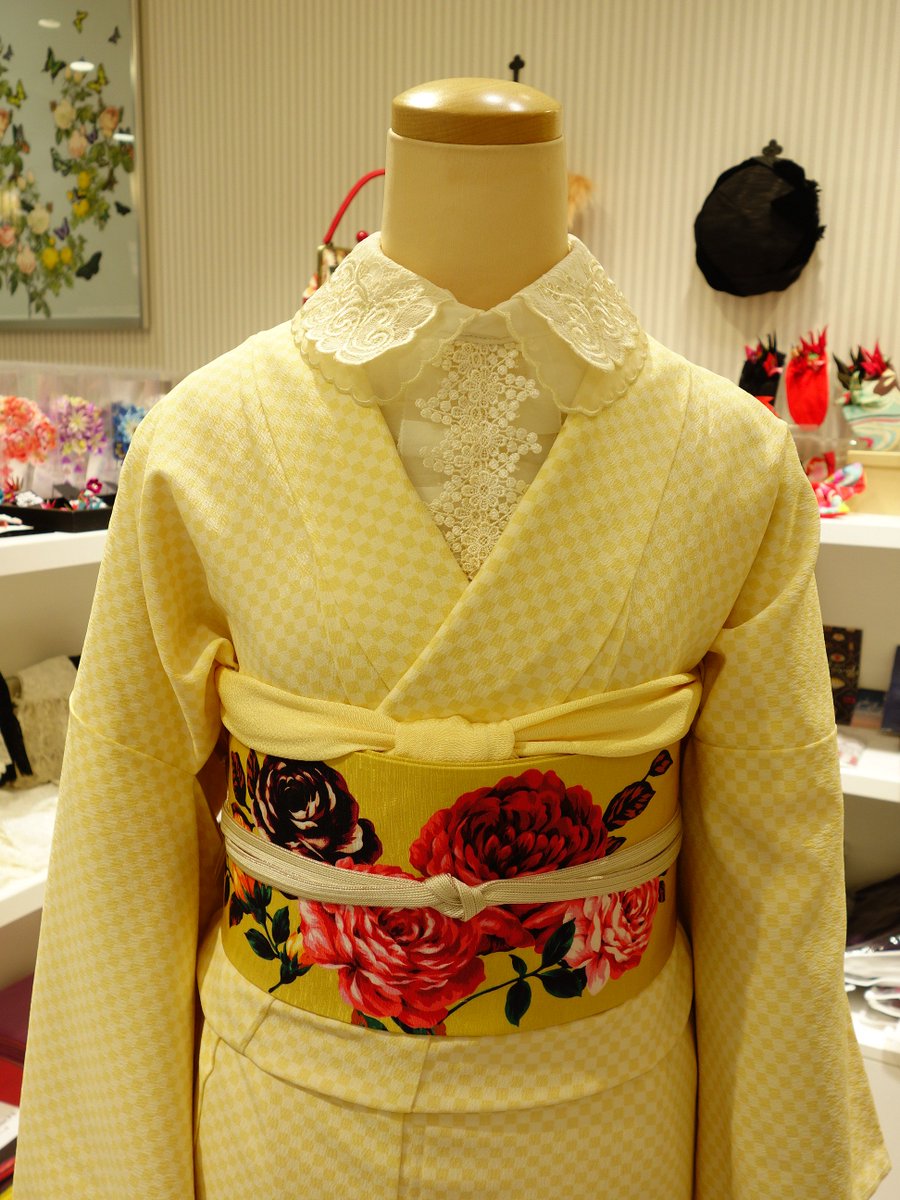 豆千代モダンのローズブーケ名古屋帯