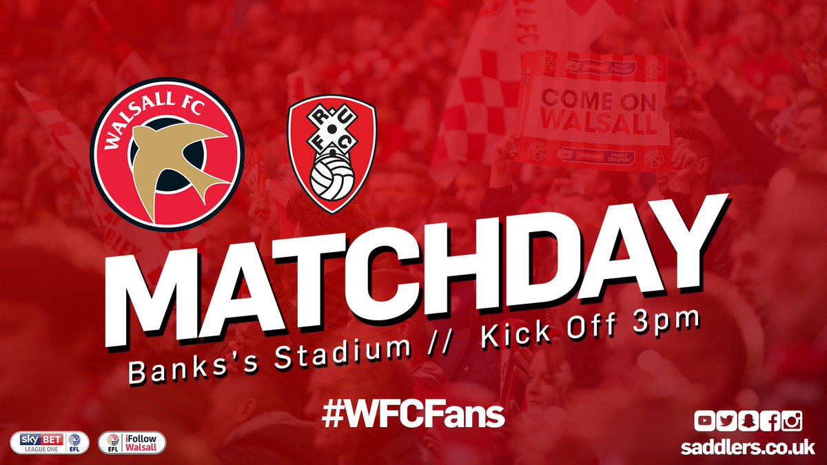 WFCOfficial's tweet photo. ๐ดโซ๏ธ MATCHDAY! ๐ดโซ๏ธ
โฝ๏ธ Walsall v Rotherham
๐ League One
๐ 3.00pm
๐
30th December 2017
๐ Banksโs Stadium
๐ฑ #WFCfans https://t.co/QpzLKEJTRc