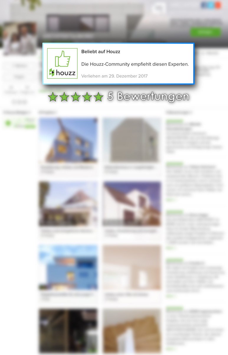 Wir haben auf Houzz 5 ausgezeichnete Bewertungen erhalten.
Danke für Ihr Vertrauen!
houzz.de/pro/architekta…