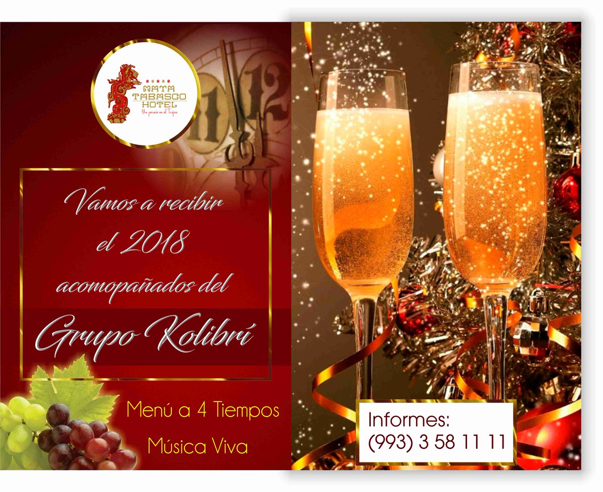 MayaTabasco's tweet photo. Ven a cenar con nosotros y recibamos el 2018 con una deliciosa cena, una copa de vino y la música. https://t.co/IaCrZQNbZS