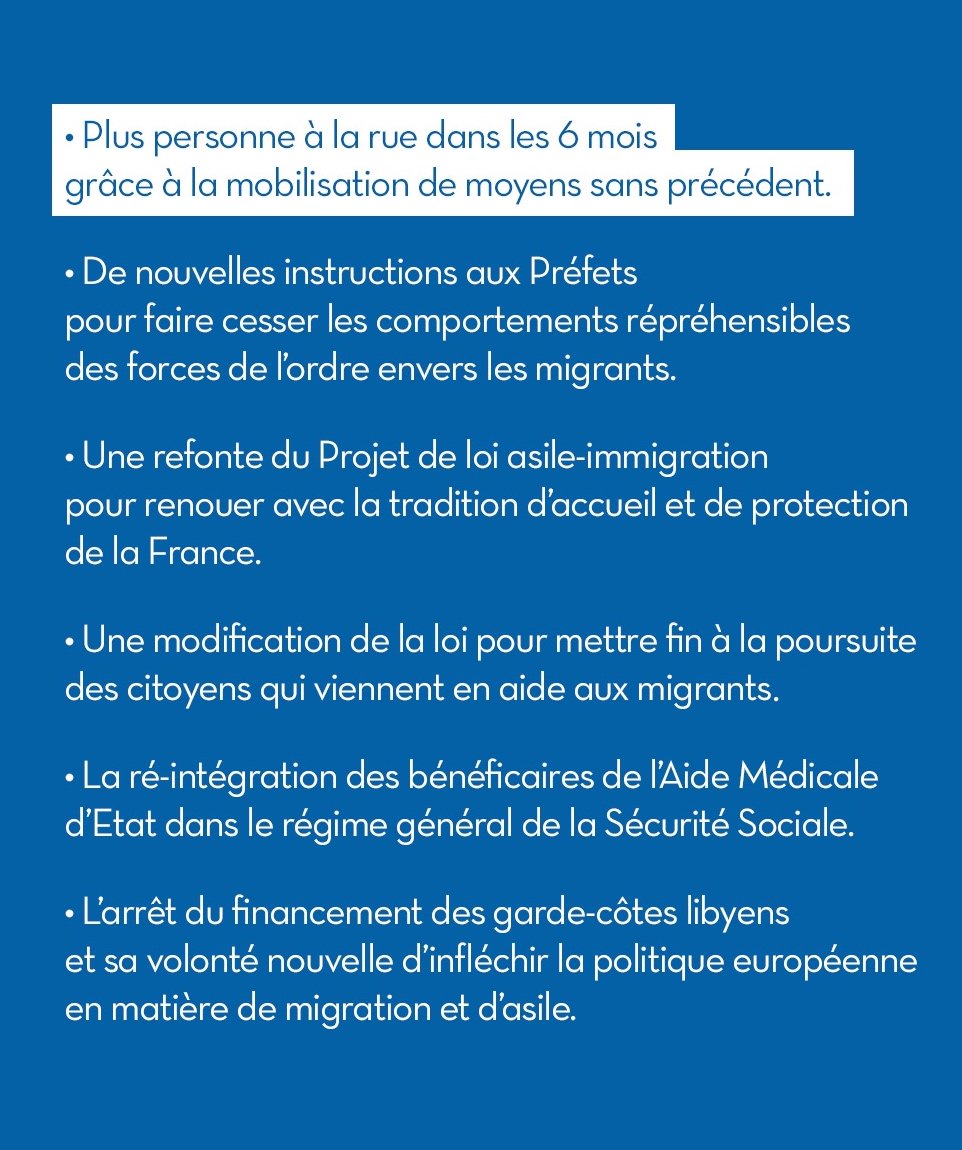 MdM_France's tweet photo. [🔴 Alerte] Vœux présidentiels #20H. 
Le Président de la République @EmmanuelMacron devrait annoncer:

#SDF #Asile #Migrants #Libye #Voeux2018 #VoeuxMacron https://t.co/EauFDuWjr4