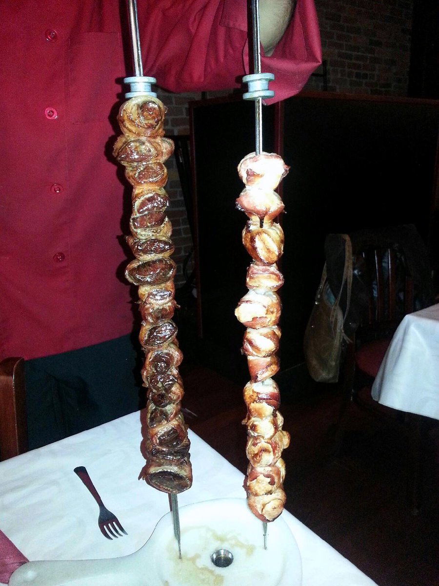 Happy #NationalBaconDay! Celebrate at Gauchos by enjoying our skewers of #filet wrapped in #bacon & #chicken wrapped in bacon. YUM! #manchesternh #mht #newhampshireeats