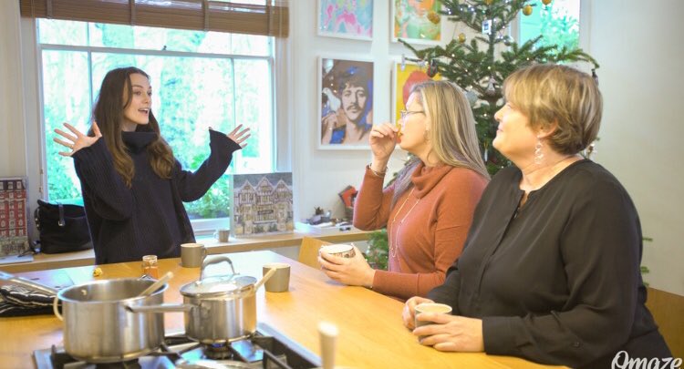KeiraKsource's tweet photo. Keira Knightley with the Red Nose Day Actually winners #lunchactually (Dec 5,2017) https://t.co/bIbNbg2L0d