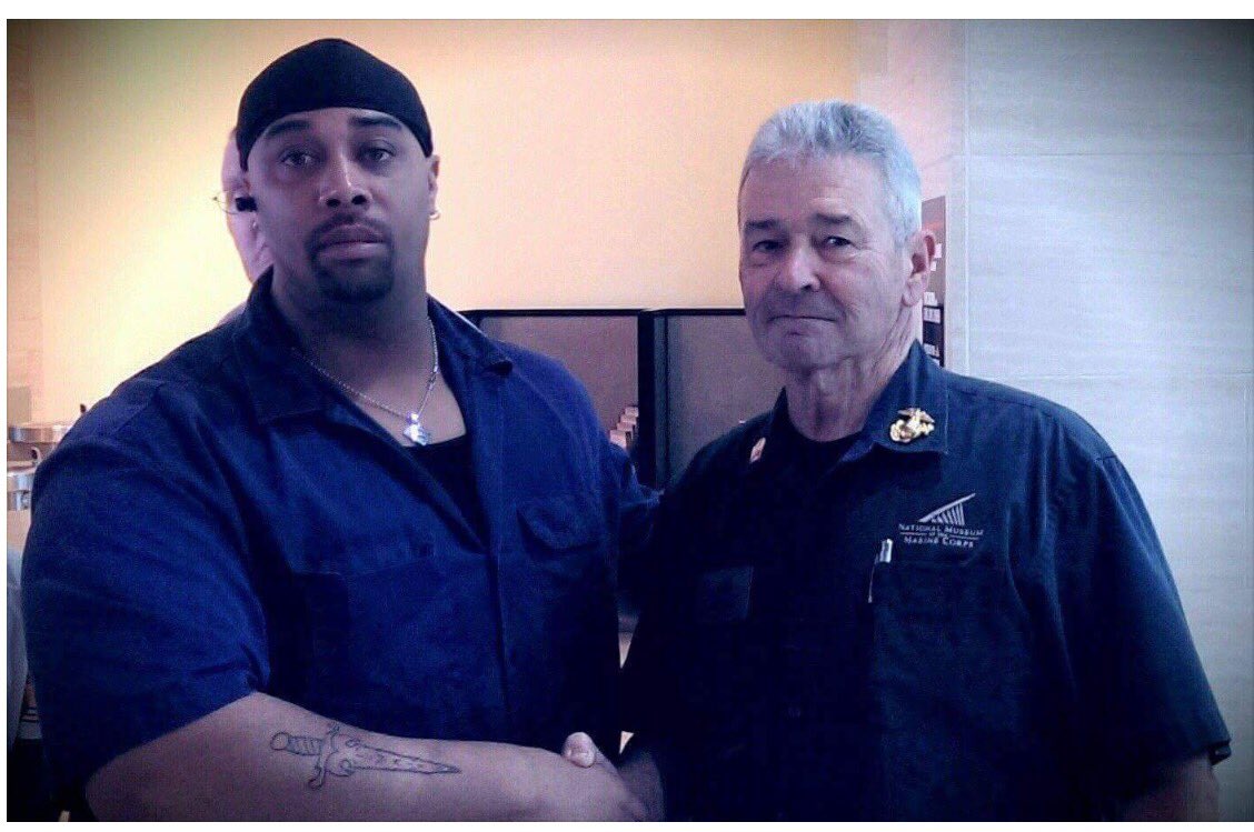 cclarkinspire7's tweet photo. It doesn't matter if your black, white, or green...Your my brothers and sisters in Christ ! Below is a brother who loves my work and who is a Marine veteran whomed I thank for serving our country. #UnityBeyondColor #ActorsLife #StopRacism #LoveNotHate #Inspired @itsgoneviraI https://t.co/NMG8nZrVtn