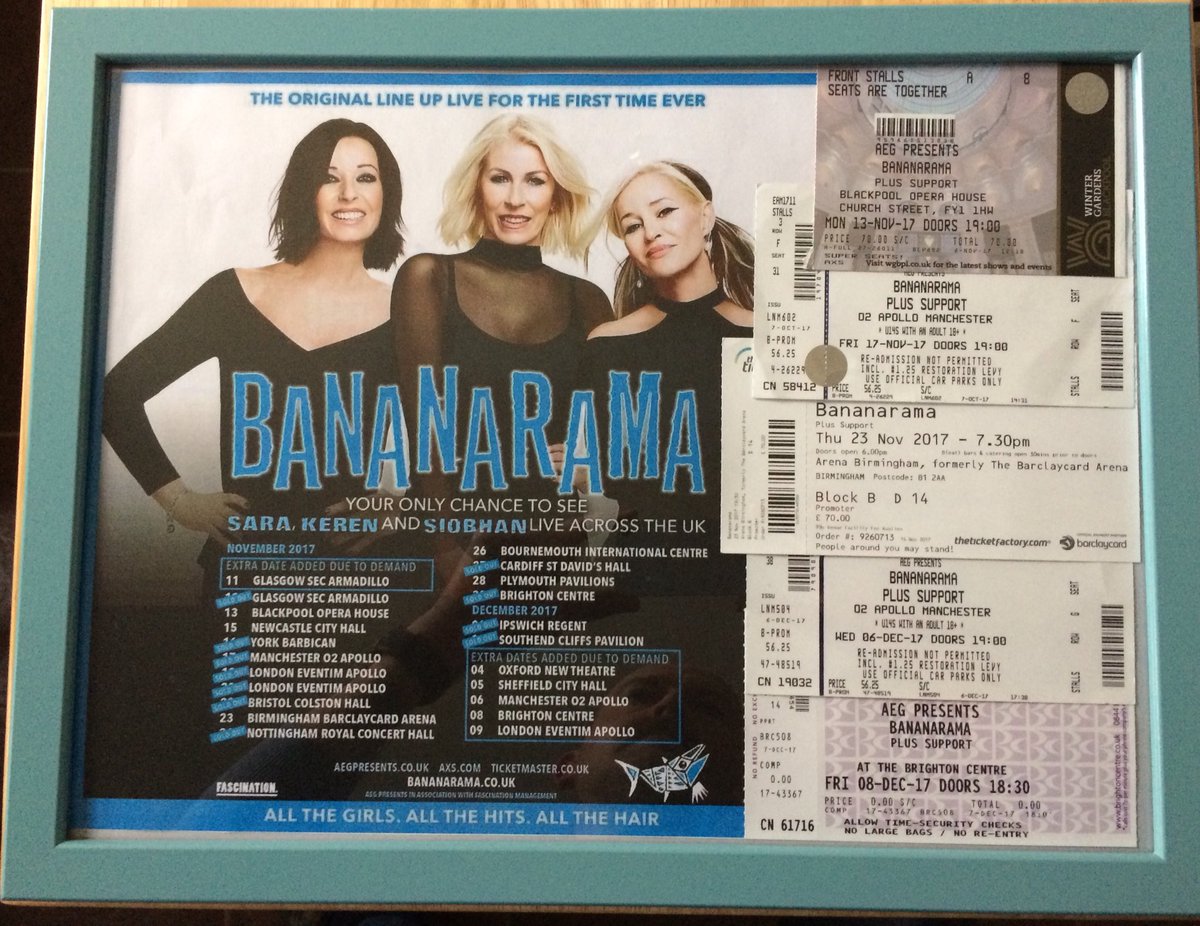 Poplifer73's tweet photo. Decided to celebrate an amazing 2 months in 2017 of all my tickets and tour dates with my sticker framed now proudly hanging on the wall
@VivaBananarama @SaraBananarama @KerenBananarama @Siobhan_Fahey
@LoveBananarama
#Bananarama #Bananarama #OriginalLineUpTour https://t.co/1FoAk9kYex