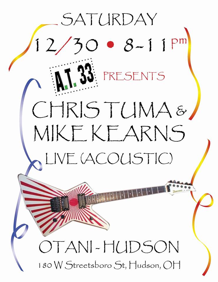 mikearns's tweet photo. Tonight,12/30 at Otani Hudson 8-11pm no cover charge. Acoustic rock, sushi, sake, lagers and more. https://t.co/ZKIVQv8ZNP