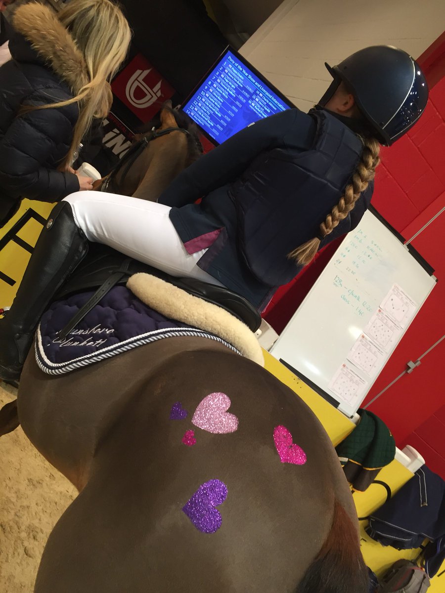 LiverpoolInt's tweet photo. “Winner winner chicken dinner” Poppy Deakin &amp; Munsboro Plunkett giving it some love 💕 in the 128cms Championship #LIHS2017 https://t.co/eJDaVMWqOA