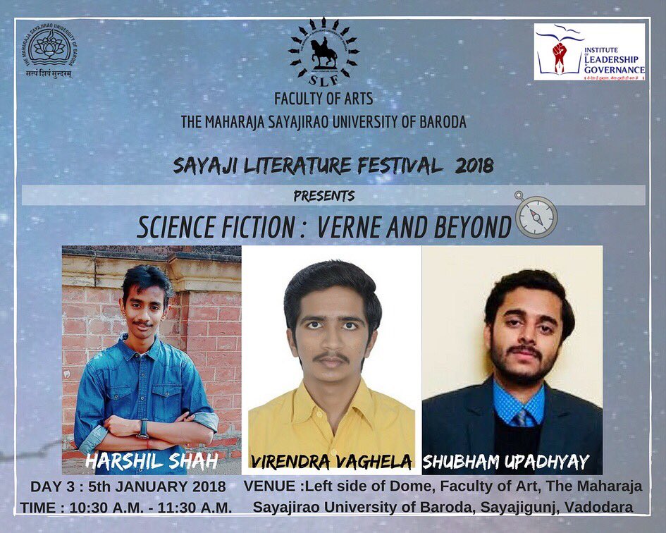 SLF_MSU's tweet photo. #sayajiliteraturefestival #slfmsu #slf2018 #speakers #facultyofarts #themaharajasayajiraouniversityofbaroda #msubaroda https://t.co/mzf1B1aT6i