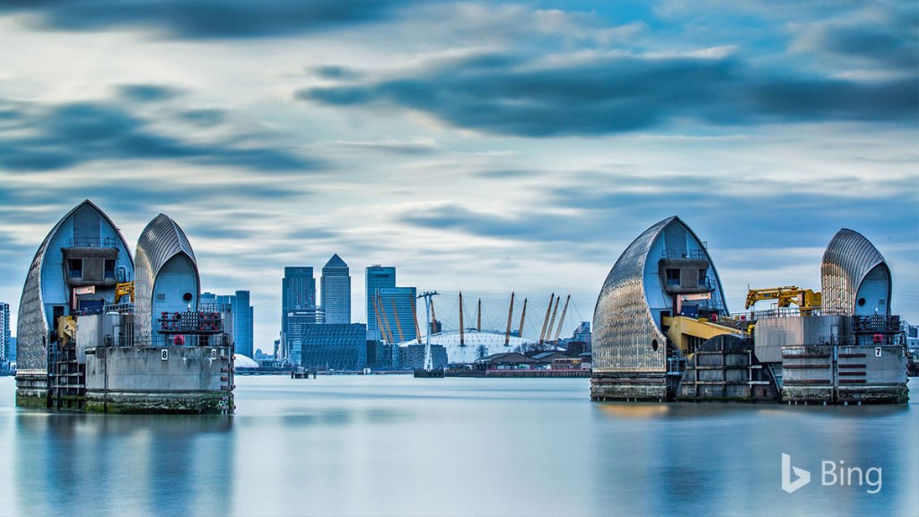 The Thames Barrier stands guard in front of London, England. Bing.com