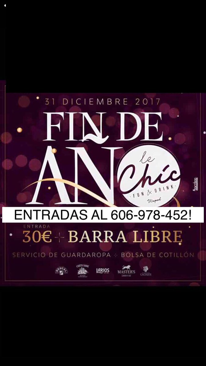 🎊FIN DE AÑO DISCOTECA #LECHIC #VIAPOL #SEVILLA🎊 •  BARRA LIBRE 30€ #ULTIMASENTRADAS ! •ENTRADAS AL 606-978-452!