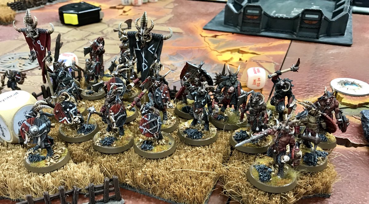 groje's tweet photo. Last match #AgeofSigmar in 2017. Ironjawz beat up my Brayherd quite well but I scored one more victory point in the end. Herdstone killed the Megaboss 😂 #Gortide #startbraying https://t.co/hYXyORyQ5O