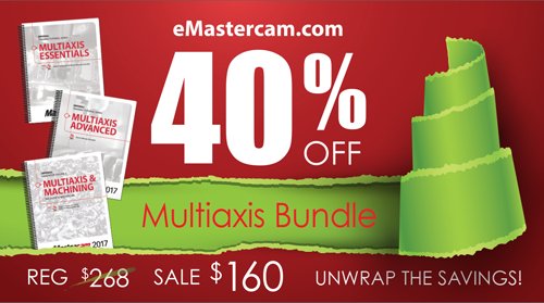 Unwrap $108 worth of savings by purchasing the #Multiaxis bundle before Jan 2nd! Elevate your #mastercam #multiaxis #programming #skills for the new year! ow.ly/nHzl30hj2Bo
