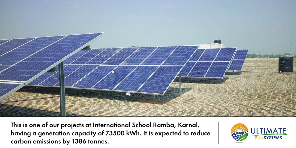 USSPL's tweet photo. Installation of this 49 kW grid-tied rooftop solar PV system was completed within mere 5 days and will be equivalent to planting almost 2218 teak trees.
#SolarPower #RenewableEnergy #sustainability #sustainabledevelopment https://t.co/pg2oYtAsQD