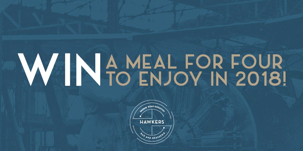 HawkersKingston's tweet photo. The clock is ticking on our #competition! WIN a meal for four to enjoy in 2018 from our brand new menu? We know we would! 😜 To enter: FOLLOW our page ✔️  and RT this post 👍🏻  Good luck! #Kingston #London #Competition https://t.co/vrvESUorMO