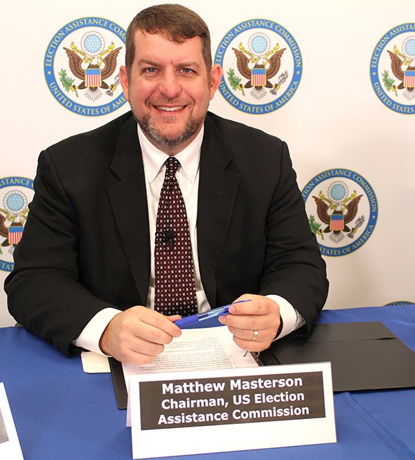 EACgov's tweet photo. ICYMI: Chair Matt Masterson highlights resources available to assist as state &amp; local #ElectionOfficials, federal &amp; non-governmental partners &amp; the @EACgov all work to improve the security &amp; accessibility of election process for 2018 Midterms: https://t.co/OgPCpI8HzY #GamePlan17 https://t.co/3VUqIaSAs2