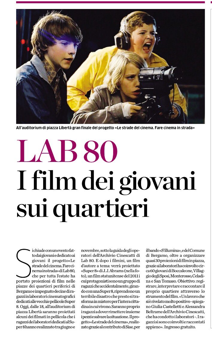 confcoopbg's tweet photo. La cooperativa culturale #Lab80 una vera eccellenza per la cultura del #cinema di qualità! https://t.co/jnKpOjDO8E