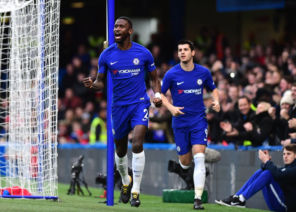 ChelseaFC's tweet image. Full-time: Chelsea 5-0 Stoke City! 🙌

Our final game in 2017 ends with five goals and three points! Rudiger, Drinkwater, Pedro, Willian (pen) and Zappacosta the goalscorers! 

#CHESTK