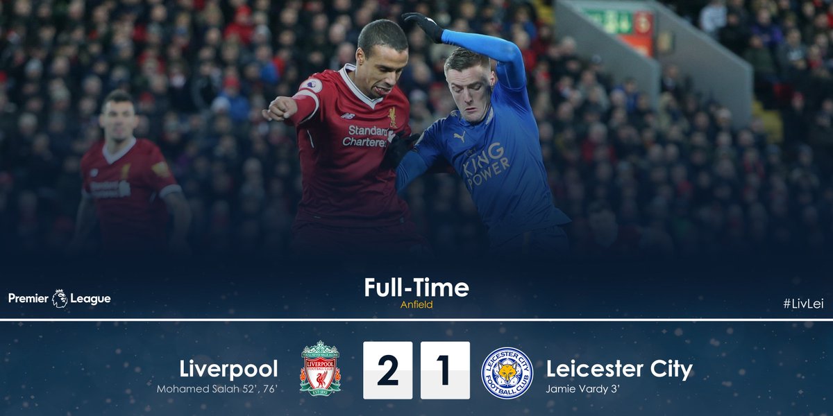 The final whistle blows at Anfield as City are narrowly defeated 2-1 by the Reds... #LivLei