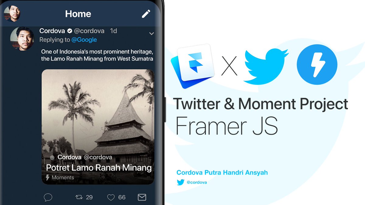 cordova's tweet photo. Twitter UI / UX tutorial released. This time, we're going to pay deeper attention to design aspect (and code too) using @framer. Hope it helps the community to grow better.
Watch here : https://t.co/l9Swo3bKVf
#framer #framerstudio #framercommunity #designer #developer #project https://t.co/lEmmIQAODe
