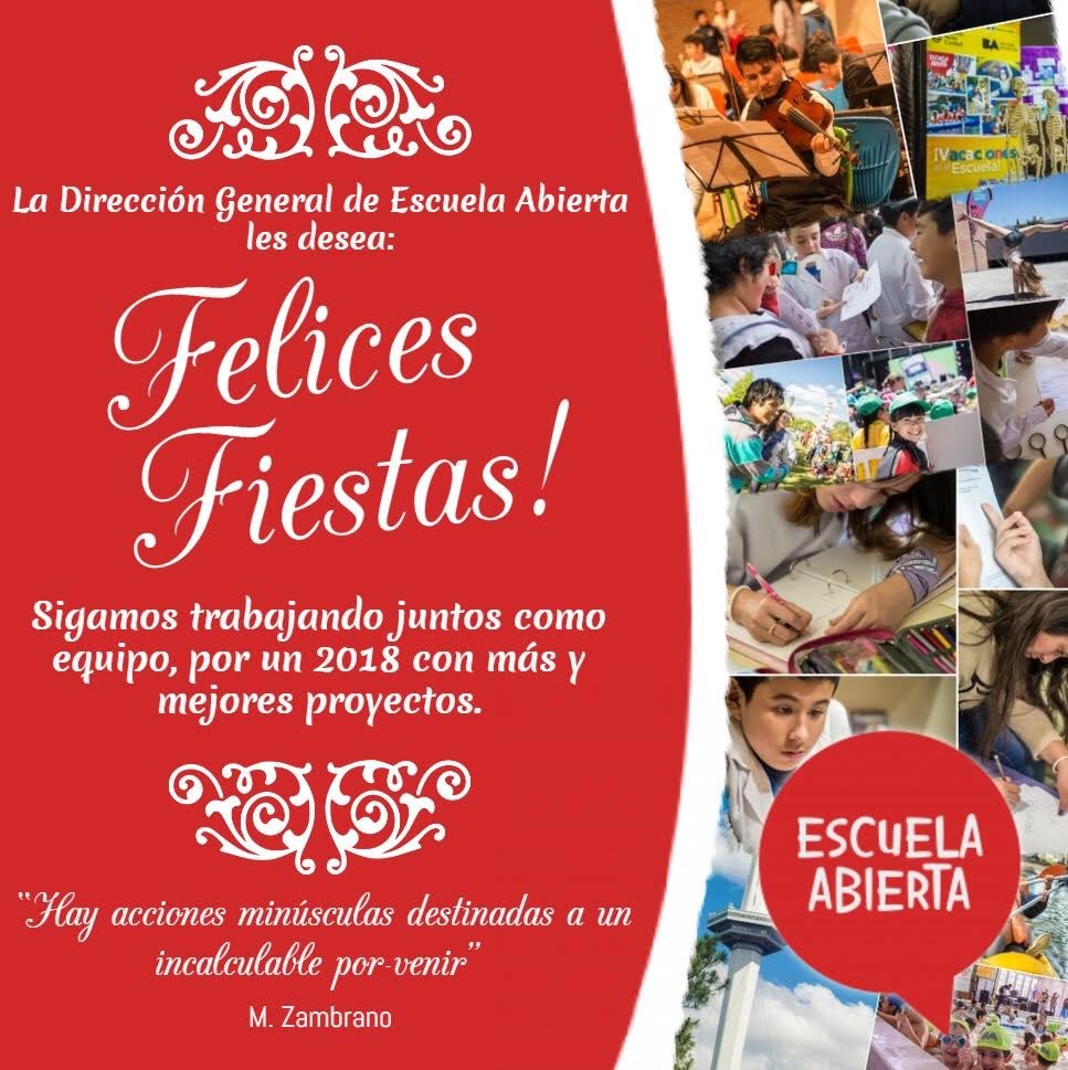 La Dirección General de Escuela Abierta les desea un muy feliz 2018
FELICIDADES!!!!