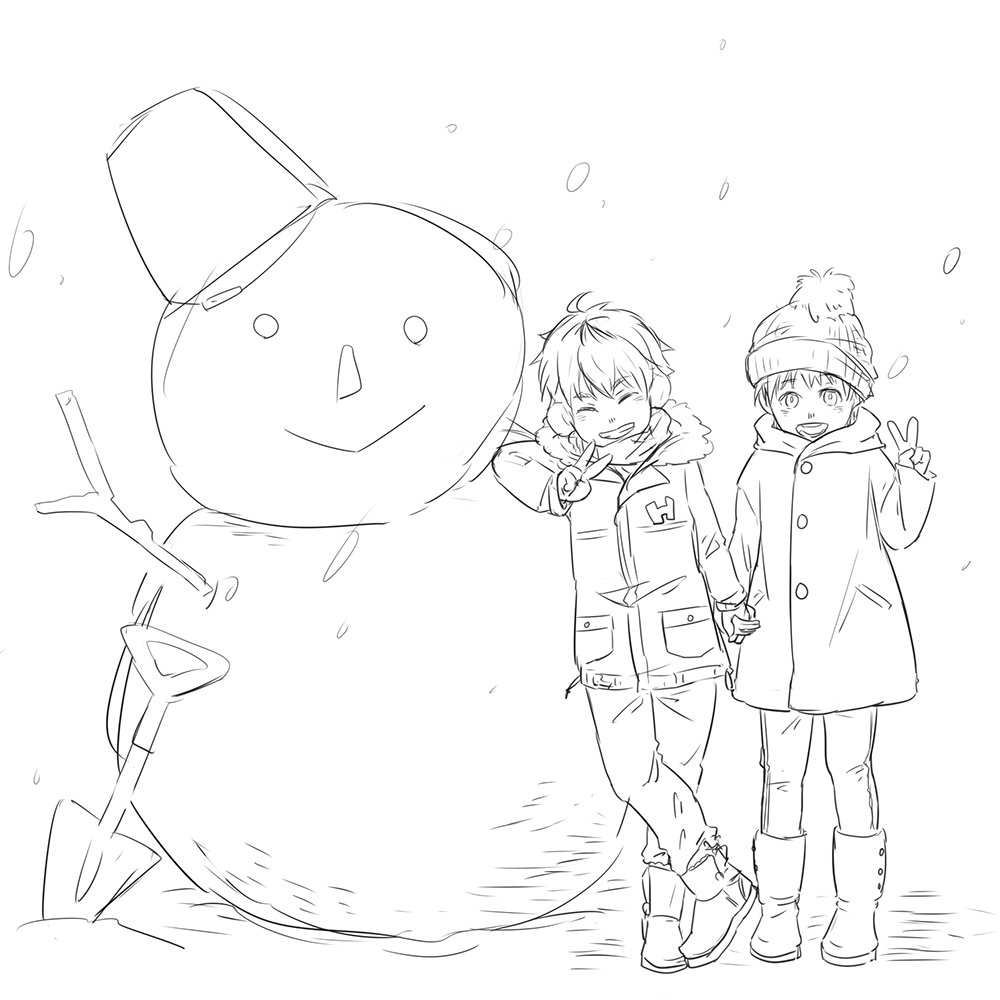 ゆきだるまつく～ろ～

いまごろようやく作った年賀状印刷待ち中のらくがき 