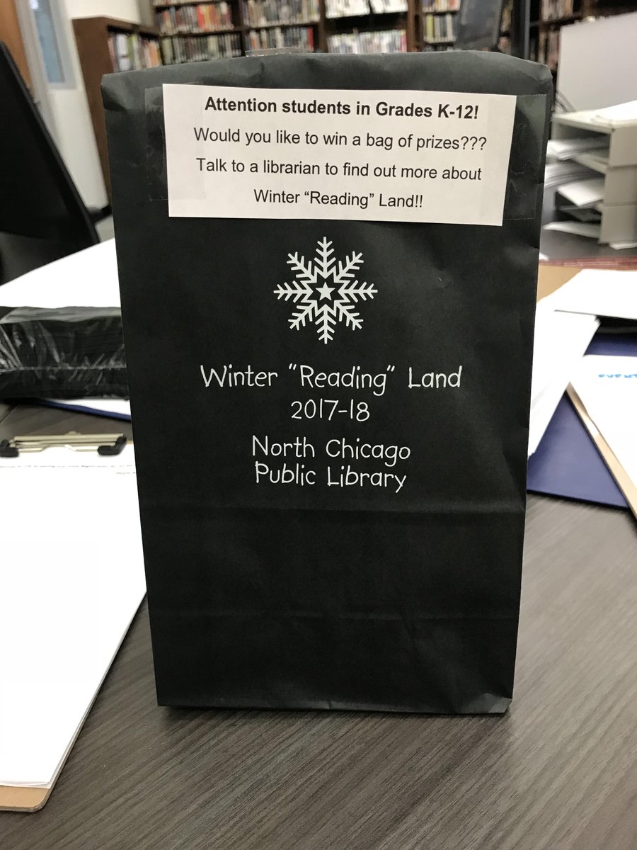 NChicagoLibrary's tweet image. Going on thru February 17th, 2018! #winterreadingland

We are open until 4:45 P.M. today, so come speak to a librarian!
