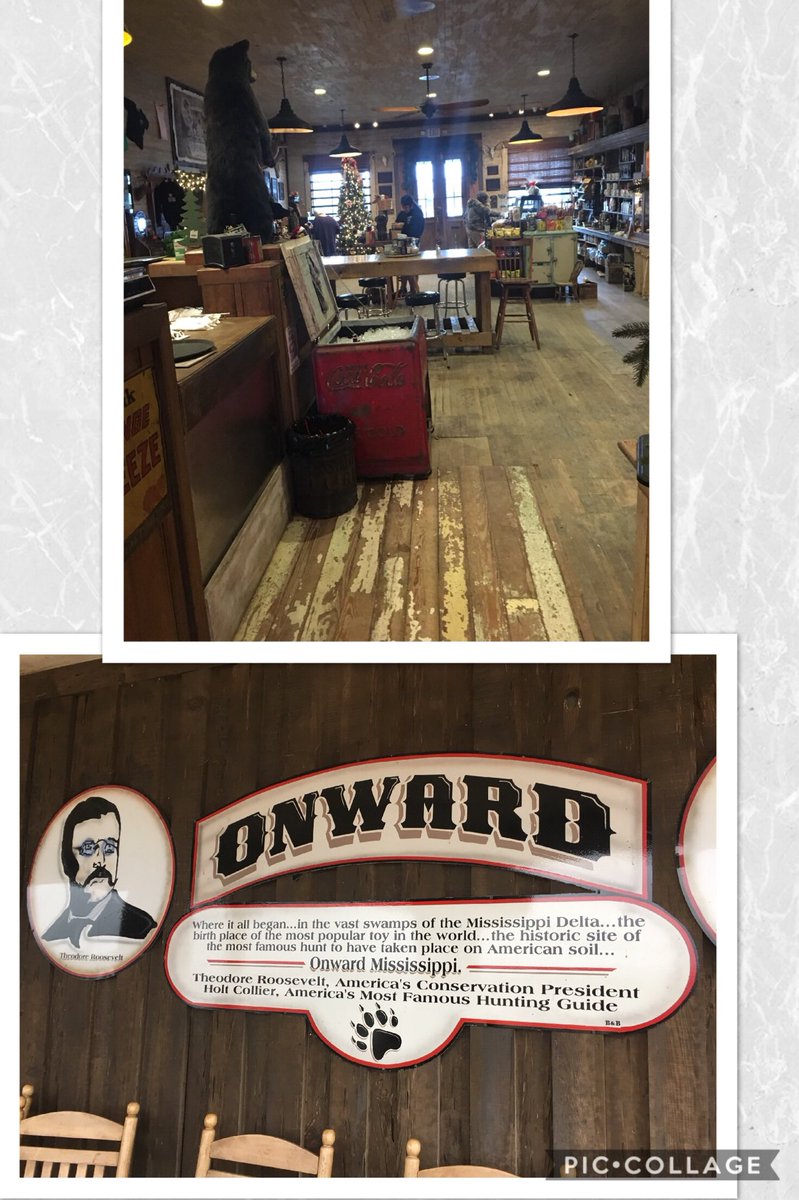BackroadsStaff's tweet photo. Mark had the opportunity to visit the Onward Store in Rolling Fork, near the spot where President Roosevelt’s bear hunt took place and the legend of the teddy bear was born!
#onwardstore #rollingforkms #teddybear #holtcollier #teddyroosevelt #presidentroosevelt #POTUS https://t.co/qtJjRvd3Tt