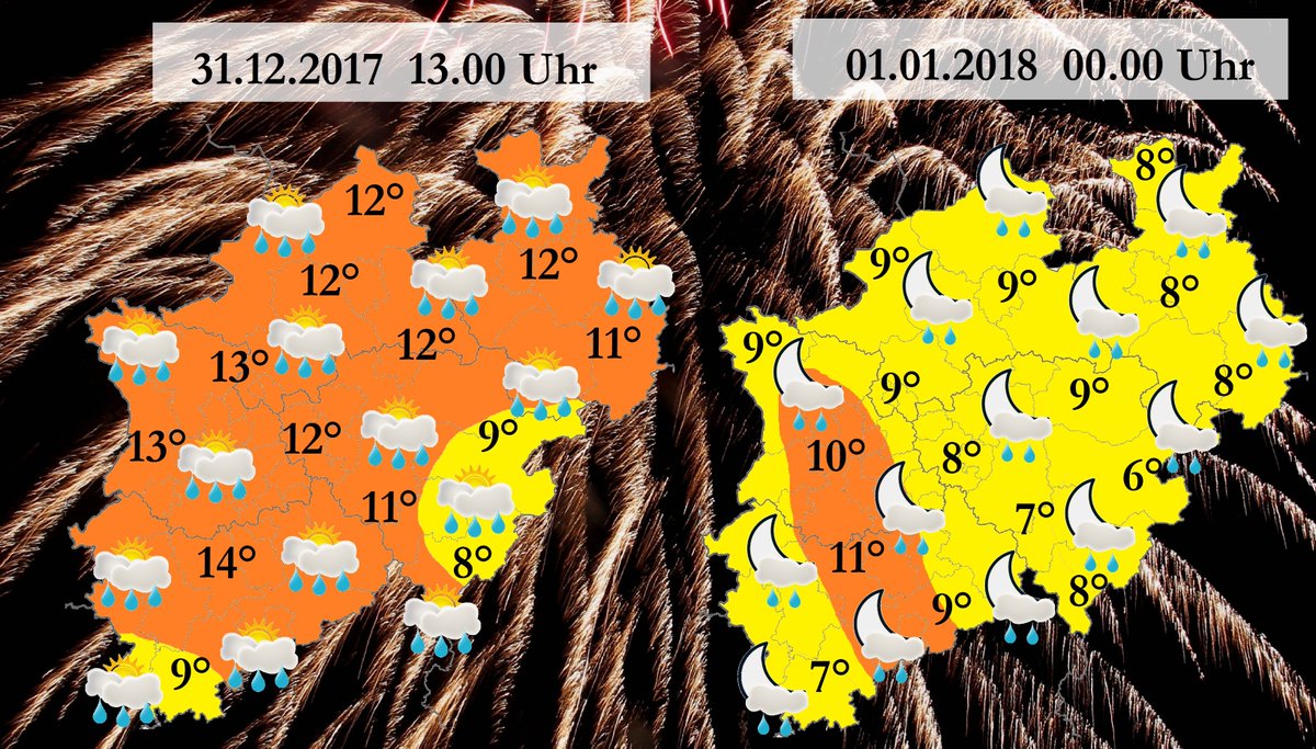 meteonrw's tweet photo. Unser #Wetter an #Silvester im Detail: Lauwarm, windig und oft nass verabschiedt sich 2017 und startet 2018... https://t.co/xgYJwOgZ5F